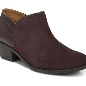 Vionic Ankle Booties Suede Leather Block Heel‎ Comfort Brown Size 8.5
